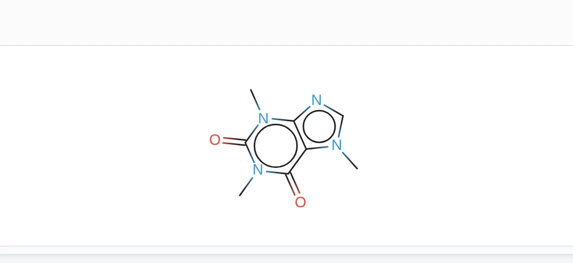 A 2D molecule structure drawn from chemical notation inside a document